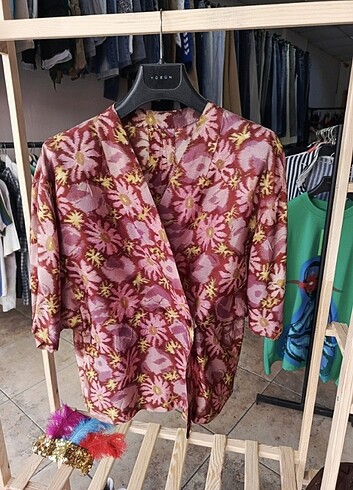 vintage oversize çiçekli gömlek