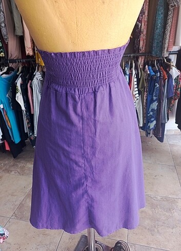 Bershka Vintage Boyundan bağlamalı mini günlük şık elbise