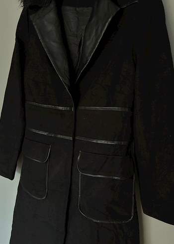 vintage kürk yaka uzun kaban mont palto - Görsel 5