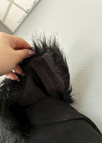 vintage kürk yaka uzun kaban mont palto - Görsel 2