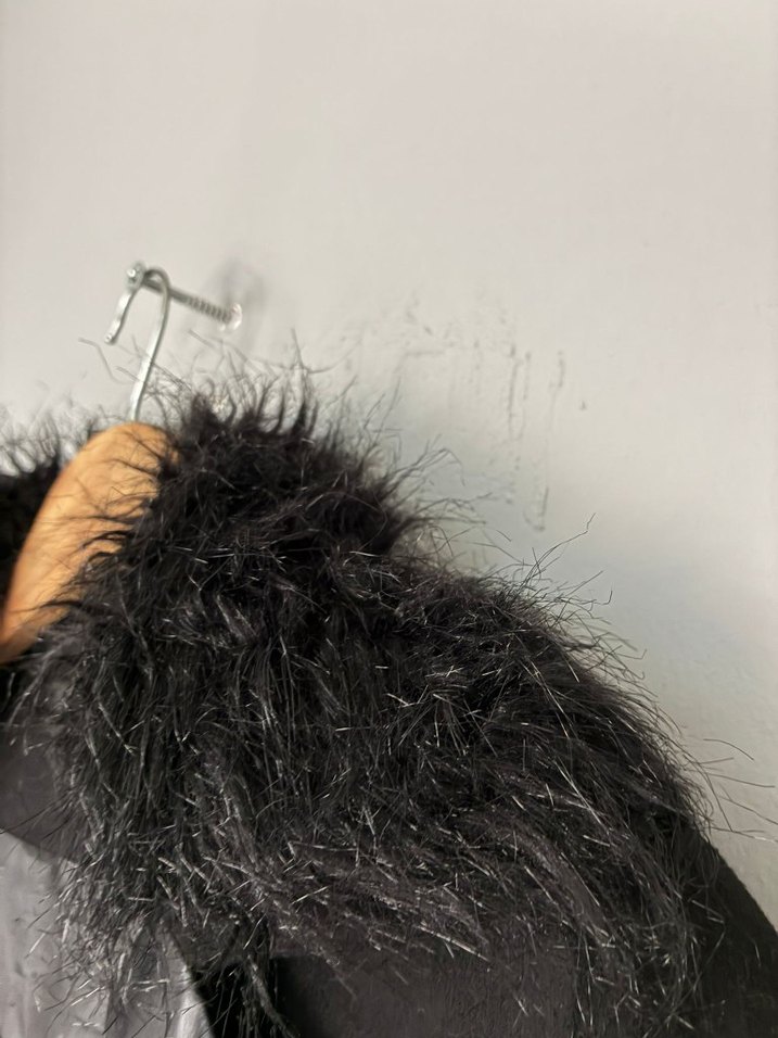 vintage kürk yaka uzun kaban mont palto - Görsel 4