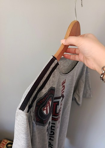 tek beden Beden gri Renk vintage oversize Gri Baskılı Spor Tshirt