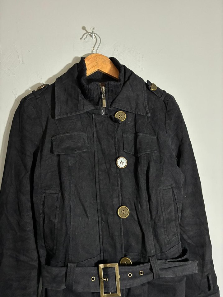 vintage Y2K kemerli askeri parka mont - Görsel 3