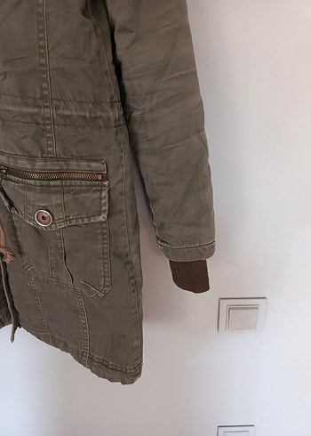 vintage uzun asgeri kamuflaj Kaban mont parka - Görsel 7