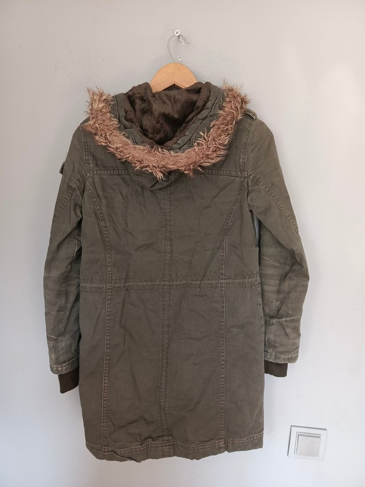 vintage uzun asgeri kamuflaj Kaban mont parka - Görsel 5