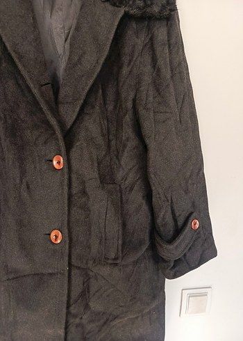 vintage yün kaşmir  kaban mont 
kürk yaka - Görsel 6