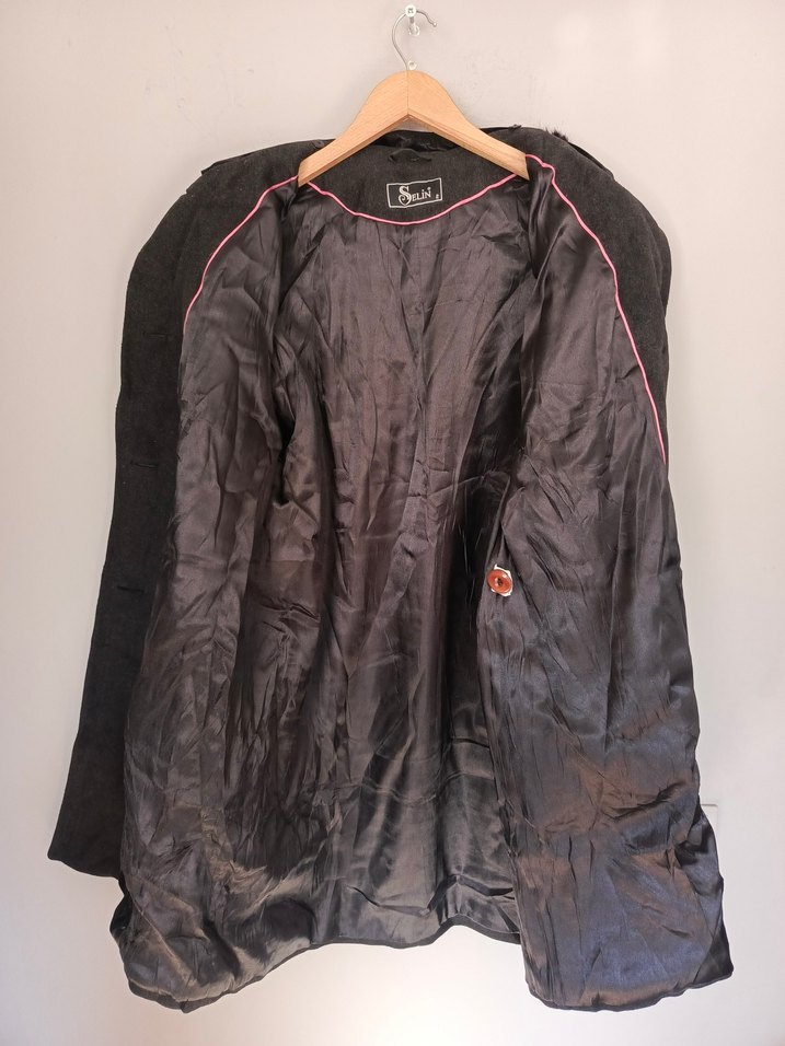 vintage yün kaşmir  kaban mont 
kürk yaka - Görsel 2