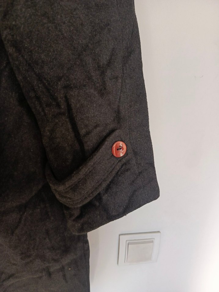 vintage yün kaşmir  kaban mont 
kürk yaka - Görsel 5