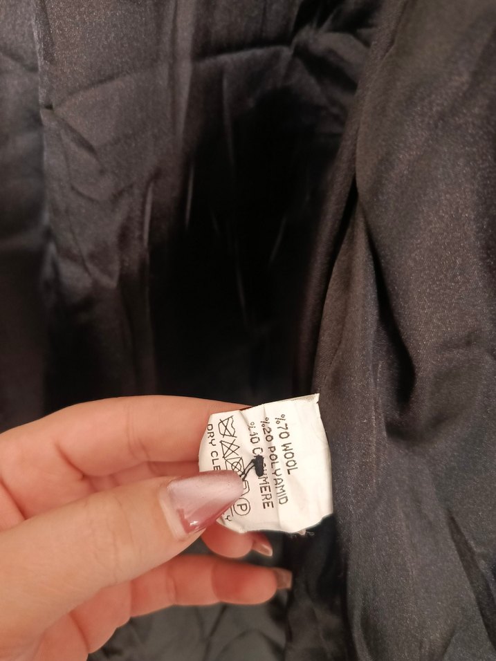 vintage yün kaşmir  kaban mont 
kürk yaka - Görsel 3