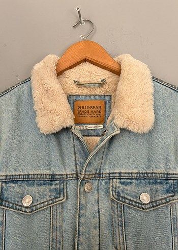 vintage oversize polar peluş kot ceket mont - Görsel 6