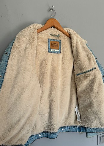 vintage oversize polar peluş kot ceket mont - Görsel 2