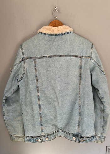 vintage oversize polar peluş kot ceket mont - Görsel 4