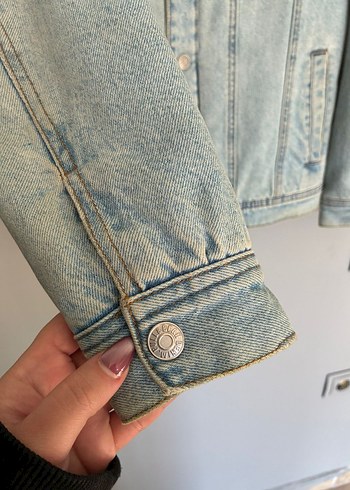 vintage oversize polar peluş kot ceket mont - Görsel 8