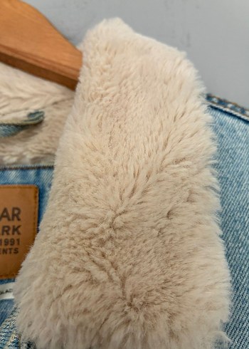 vintage oversize polar peluş kot ceket mont - Görsel 5