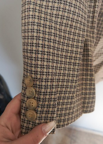 vintage ekose desenli Klasik şık Ceket - Görsel 4