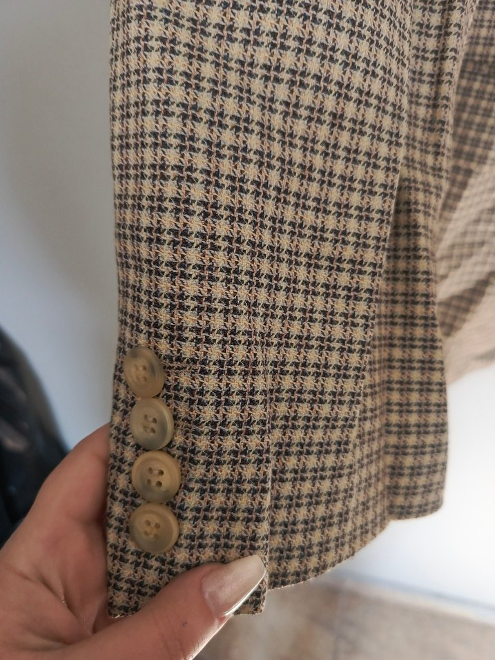 vintage ekose desenli Klasik şık Ceket - Görsel 4