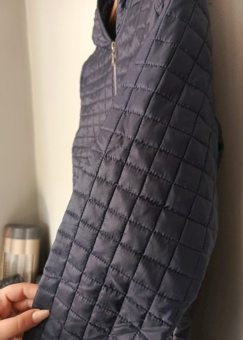 vintage kapüşonlu uzun kapitone Mont ceket - Görsel 7