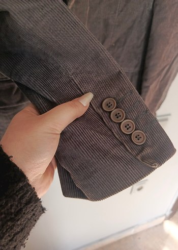 vintage oversize kadife şık blazer ceket mont - Görsel 3