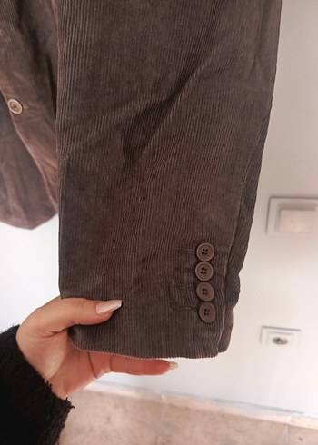 vintage oversize kadife şık blazer ceket mont - Görsel 6