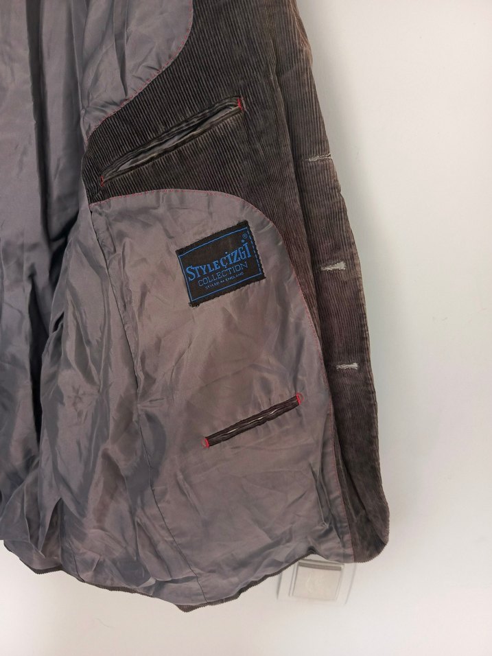 vintage oversize kadife şık blazer ceket mont - Görsel 4