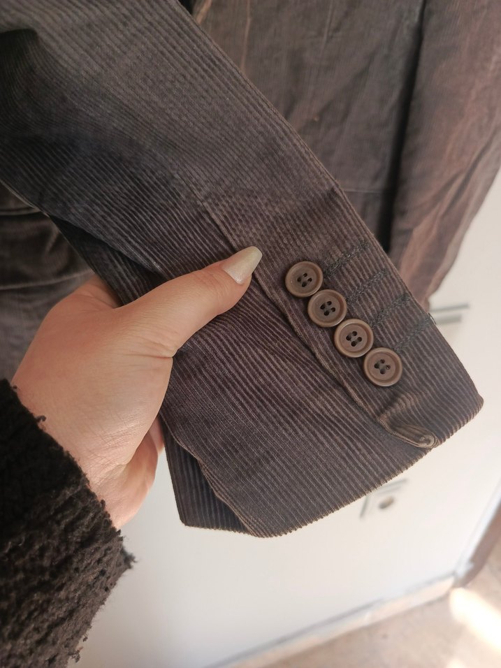 vintage oversize kadife şık blazer ceket mont - Görsel 3