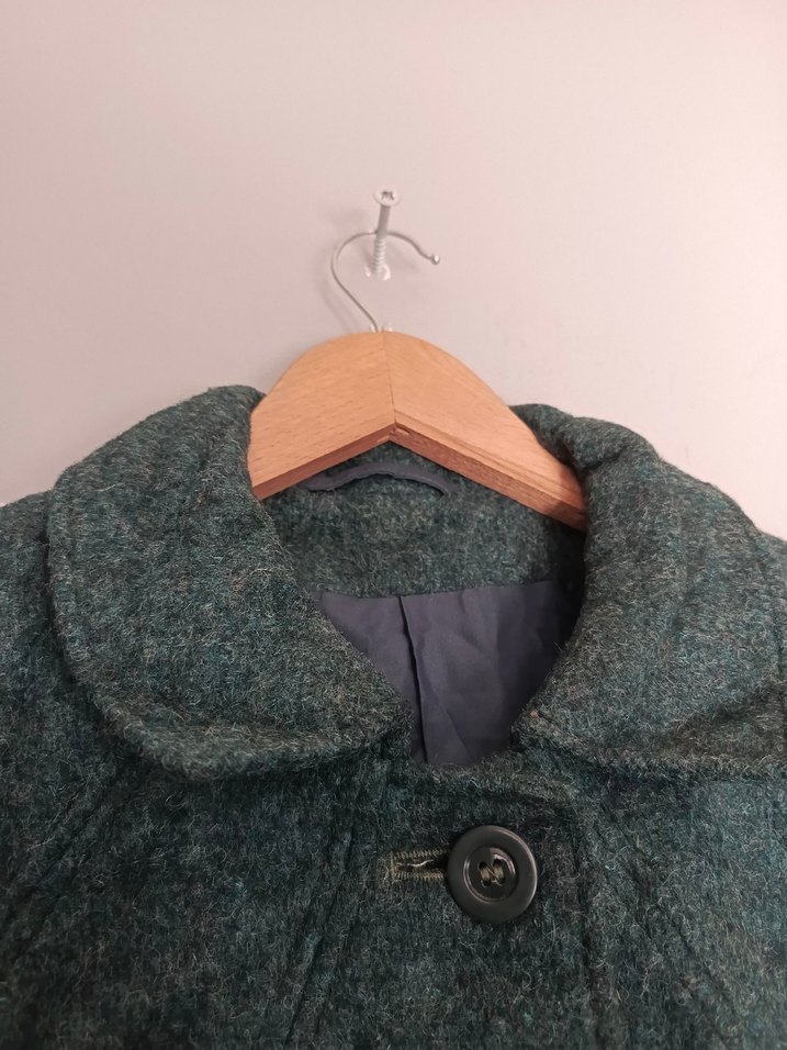 vintage woolmark saf yün uzun kaban mont
palto - Görsel 5