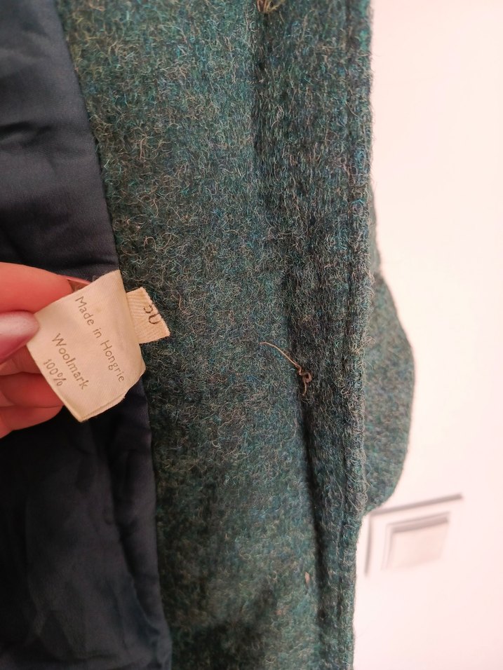 vintage woolmark saf yün uzun kaban mont
palto - Görsel 3