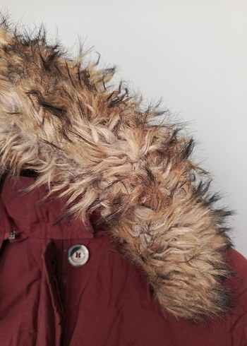 vintage tüylü kapüşonlu şişme parka mont kaban - Görsel 8
