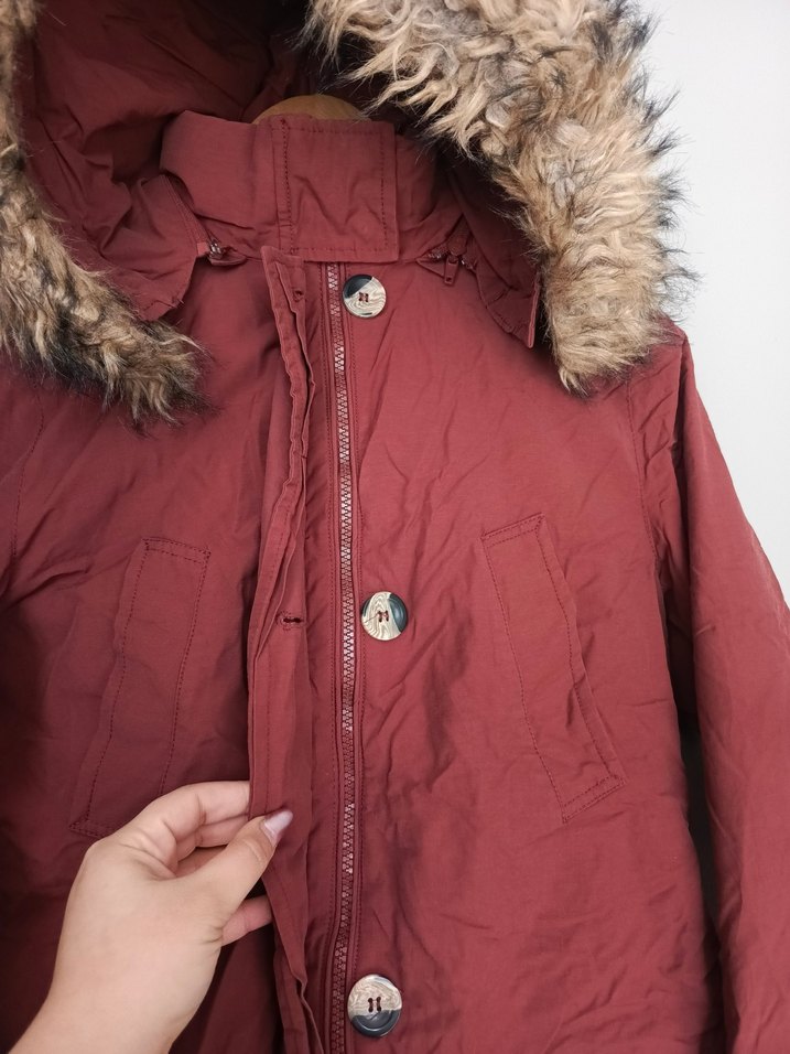 vintage tüylü kapüşonlu şişme parka mont kaban - Görsel 5