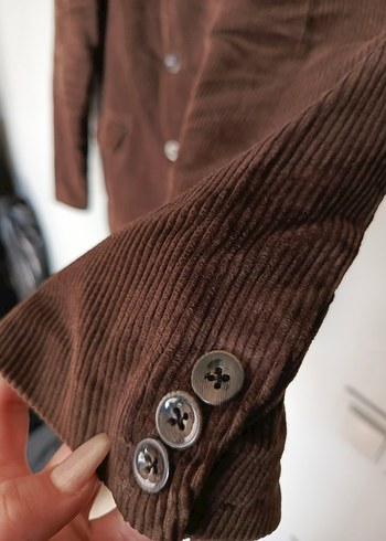 vintage oversize kadife fitilli şık blazer Ceket - Görsel 8