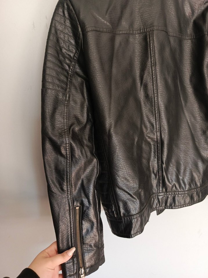 vintage motorcu hakiki deri ceket mont - Görsel 4