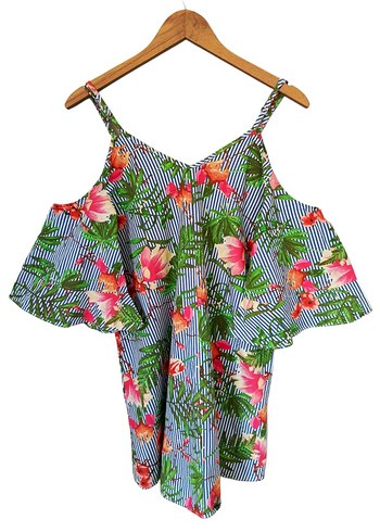 vintage çiçekli kısa elbise bluz tunik