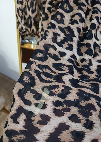 vintage Leopar Desenli Dantel Detaylı mini elbise - Görsel 4