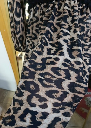 vintage Leopar Desenli Dantel Detaylı mini elbise - Görsel 3