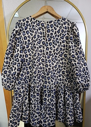 vintage leopar desenli balon kol mini fırfırlı elbise tunik - Görsel 7