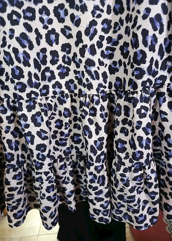 vintage leopar desenli balon kol mini fırfırlı elbise tunik - Görsel 6