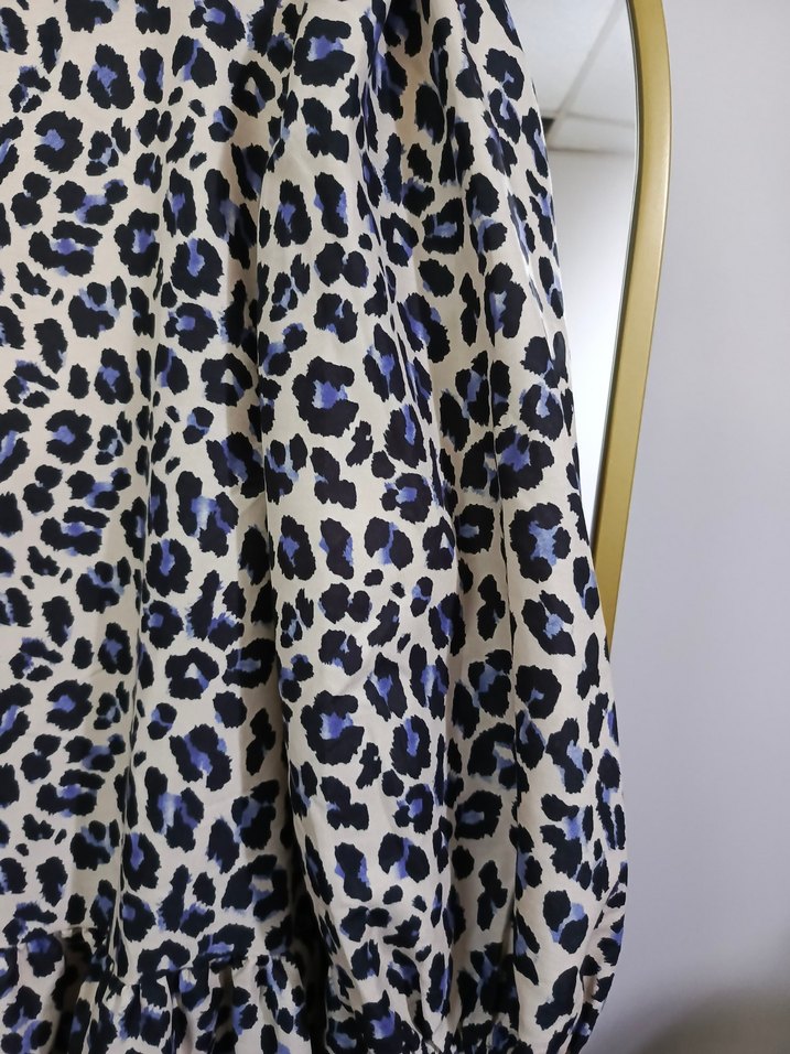 vintage leopar desenli balon kol mini fırfırlı elbise tunik - Görsel 5
