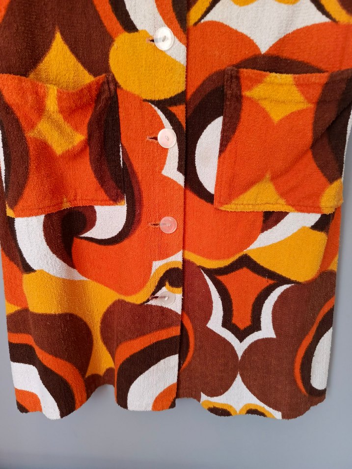 vintage retro desenli havlu elbise - Görsel 5