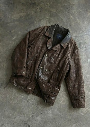 American Vintage Vintage Oversize Hakiki Deri Kaban Mont Ceket İci Polar