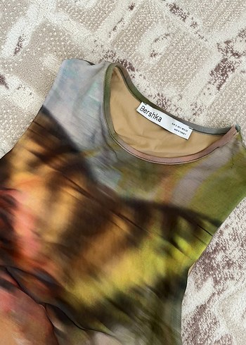 Bershka Drapeli Bağlama Desenli Uzun Kadın Elbise