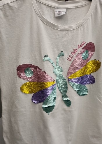 Polo Kız Çocuk Payetli Kelebek Baskılı Tişört - Görsel 2