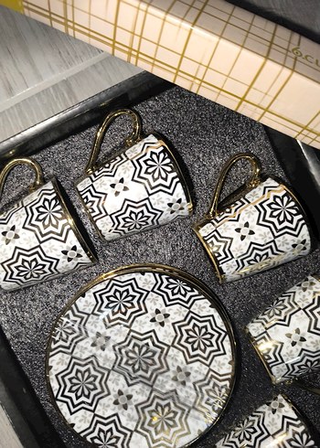 Bohem Desenli Beyaz Kahve Fincan Seti - Görsel 2