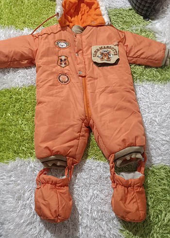 Renkli Nakışlı Kahverengi Bebek Tulumu - Görsel 2