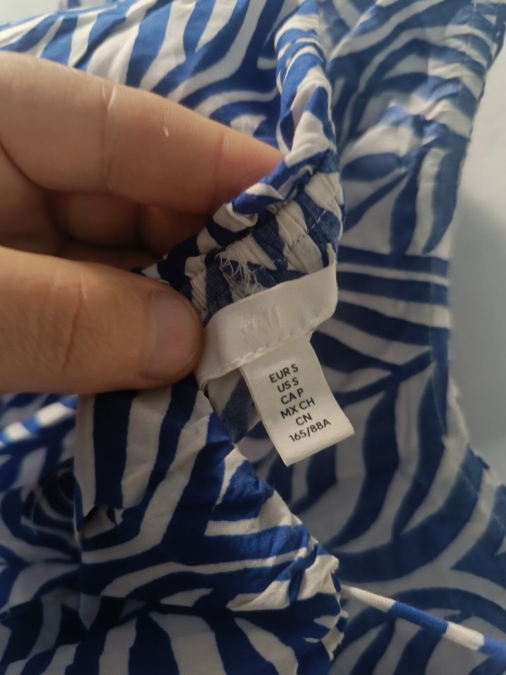 Mavi Bağlama Desenli Uzun elbise - Görsel 3