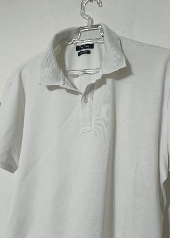 Erkek Beyaz Pamuklu Polo Yaka Tişört - Görsel 2