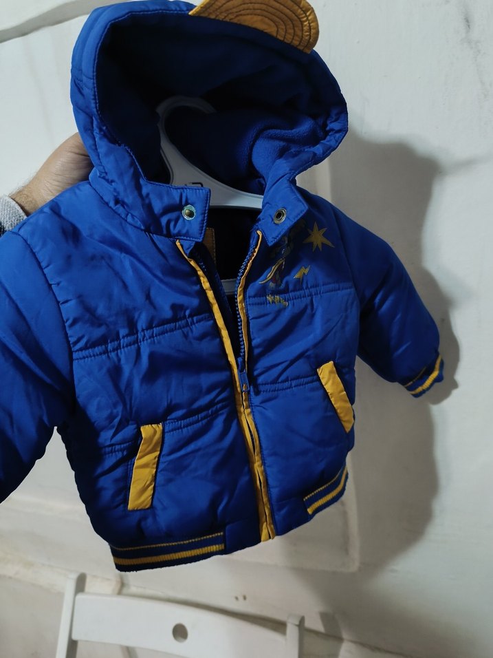 Mavi Baskılı Fermuarlı Erkek Çocuk Mont - Görsel 2