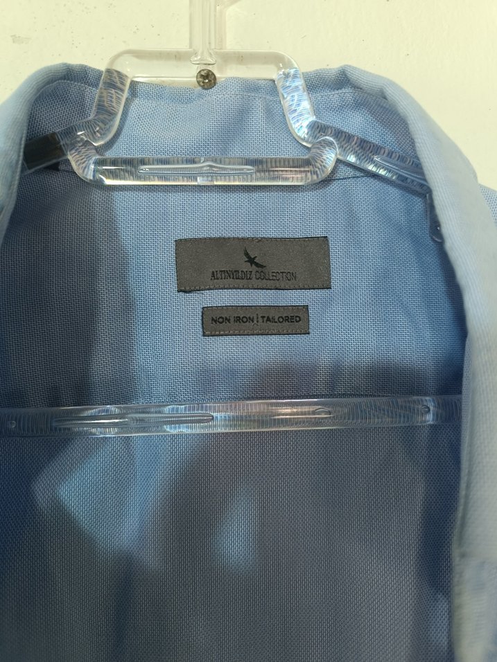 Mavi Keten Erkek Gömlek - Görsel 5