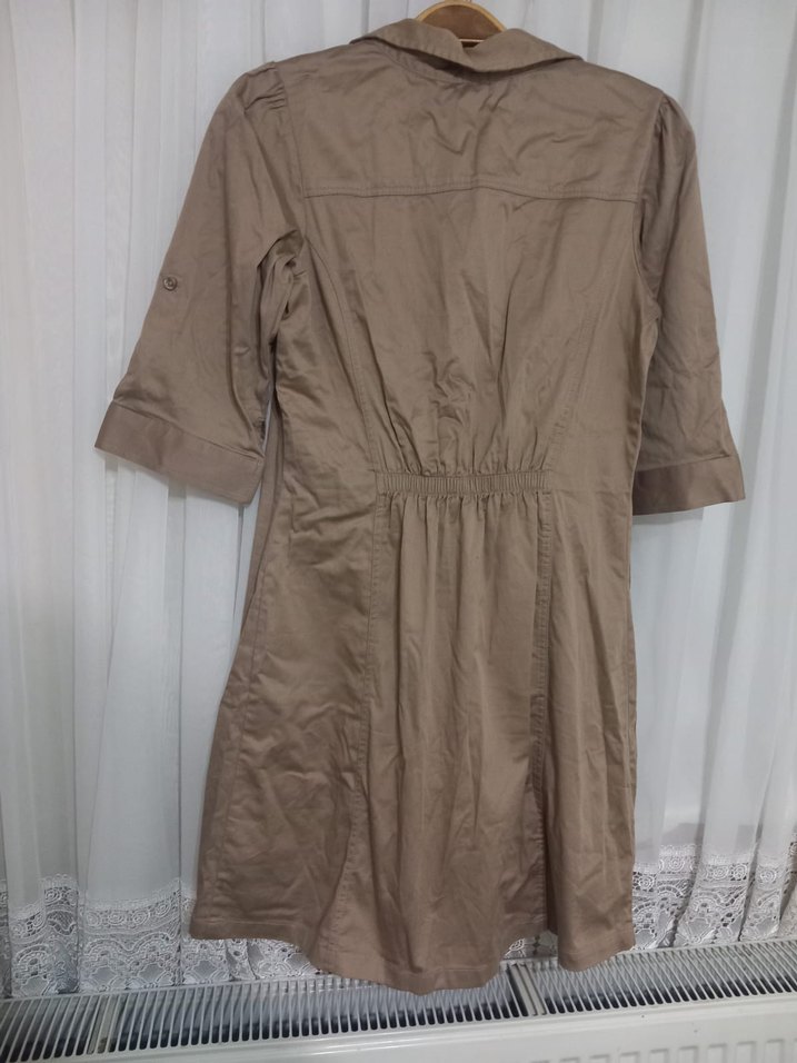 Bej Midi kadın  Keten Ceket - Görsel 2