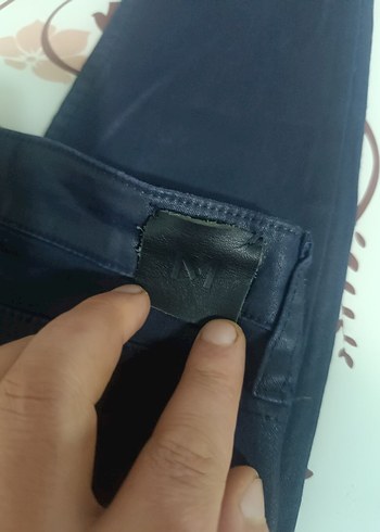 Koyu Mavi Kadın deri  Pantolon - Görsel 6