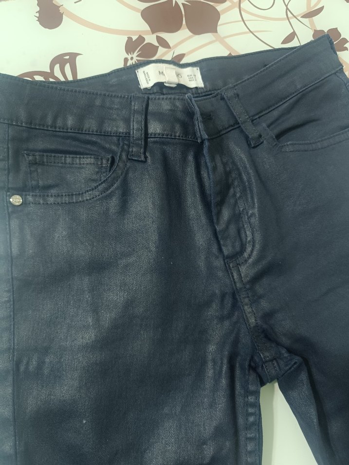 Koyu Mavi Kadın deri  Pantolon - Görsel 2